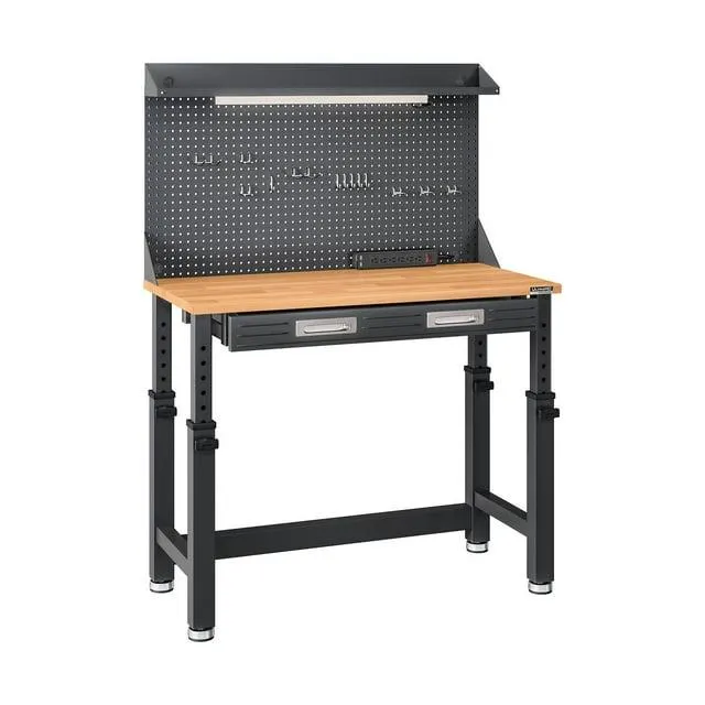 Seville Classics UltraHD Height Adjustable Lighted Work Center, 45"W x 22"D x 50.75-64"H