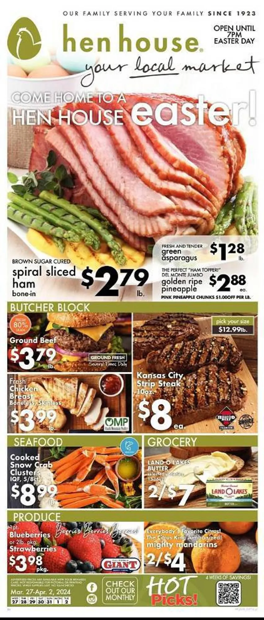 Weekly ad Hen House Weekly Ad from March 27 to April 2 2024 - Page 1