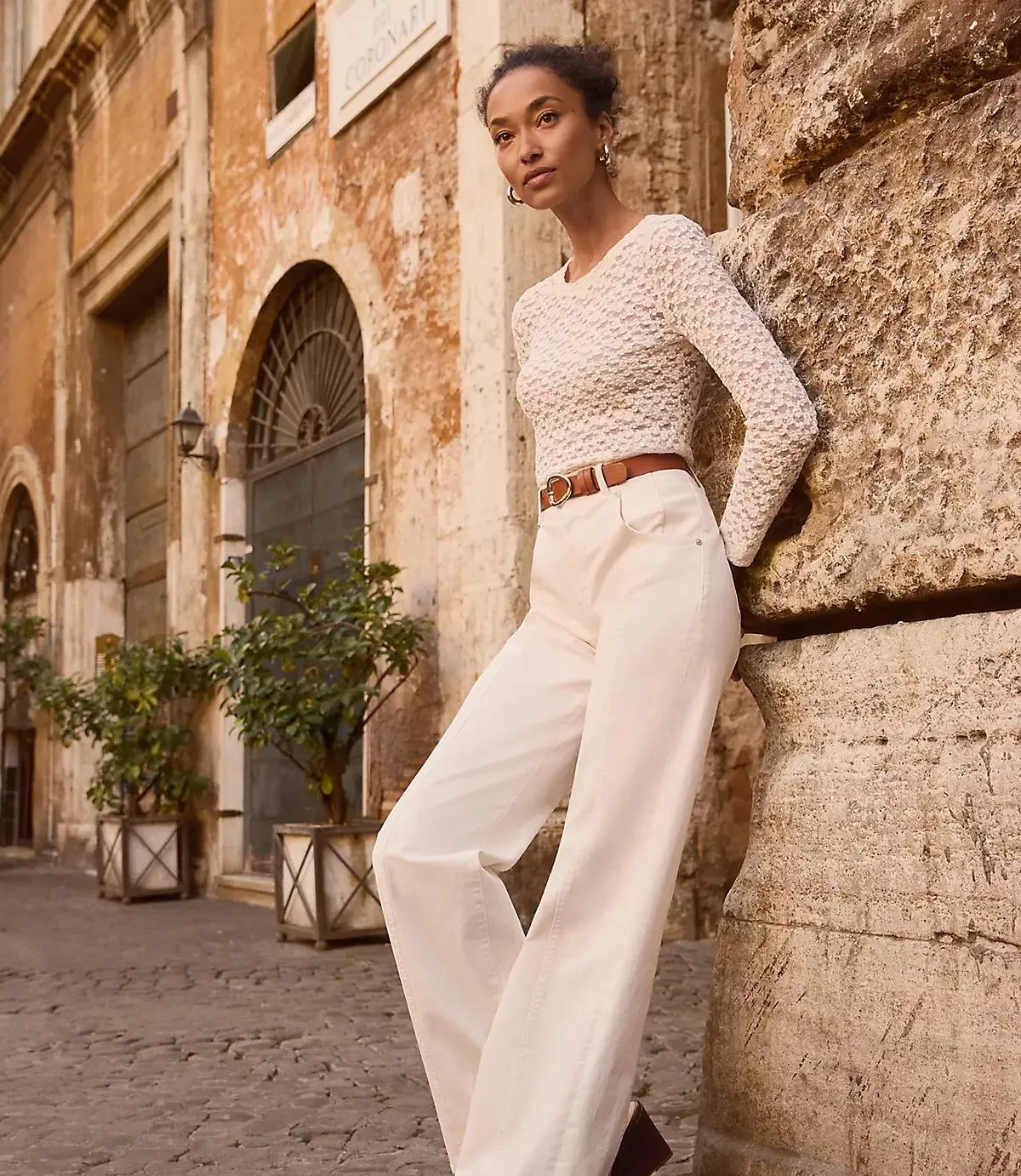 Seamed Wide Leg Jeans in Ivory