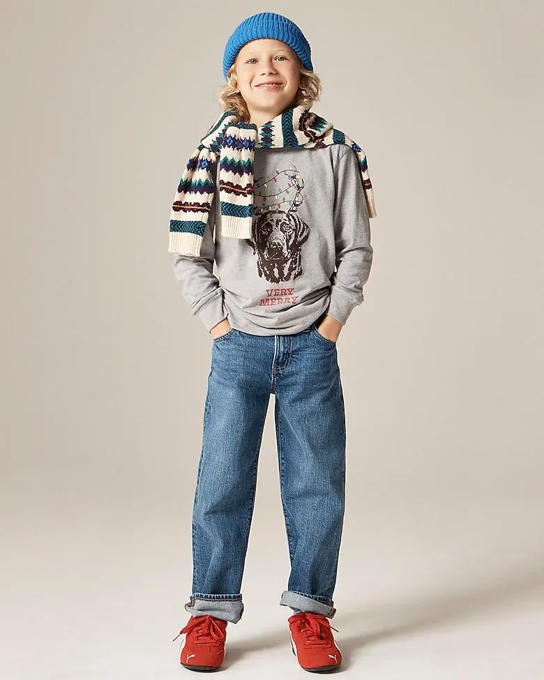 Kids' long-sleeve "Very merry" graphic T-shirt