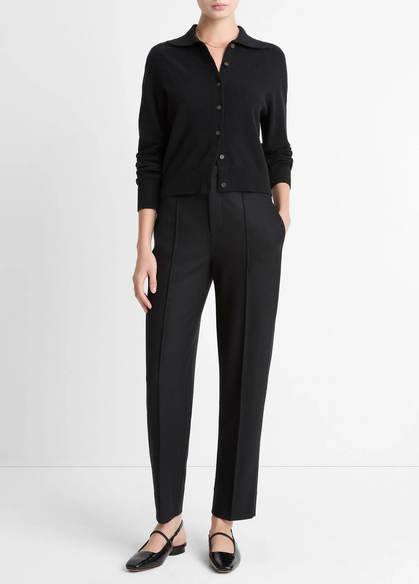 Italian Wool-Blend High-Waist Carrot-Leg Trouser