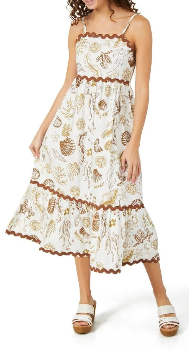 Rebellion Juniors Seashell Print Midi Dress
