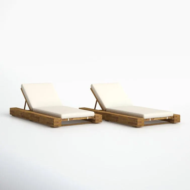 Donnie 39'' Outdoor Acacia Chaise Lounge (Set of 2)