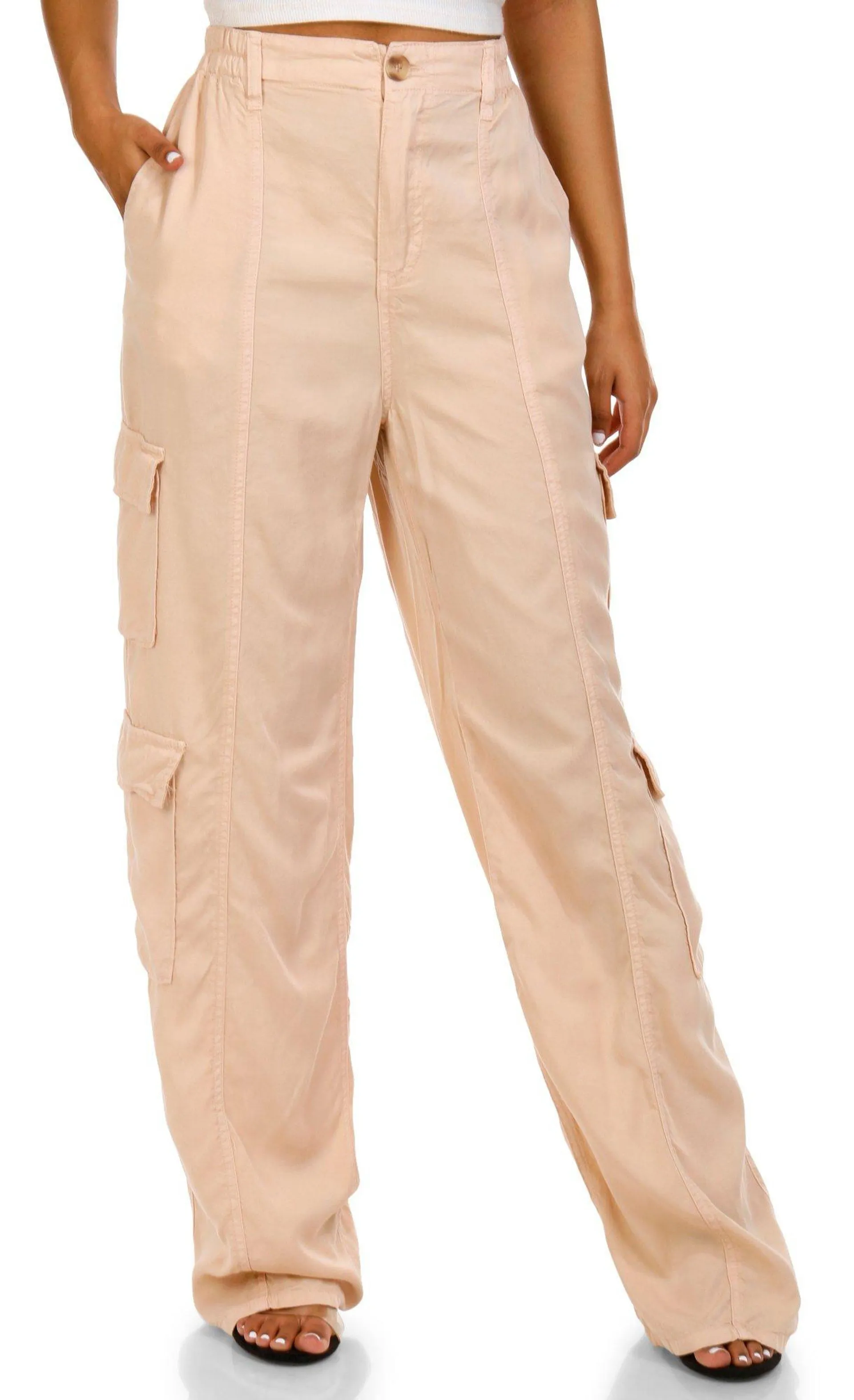 Love Tree Juniors Tencel Cargo Wide Leg Pants