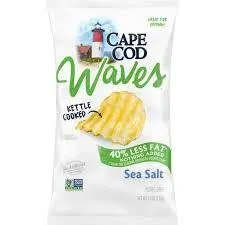 Cape Cod - Kettle Cooked Waves Sea Salt Less Salt Potato Chips 7.50 Oz