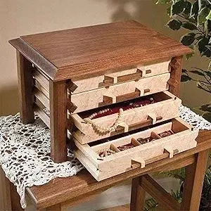 Woodworking Paper Plan To Build Pagoda-Style Jewelry Box - Material Not Included