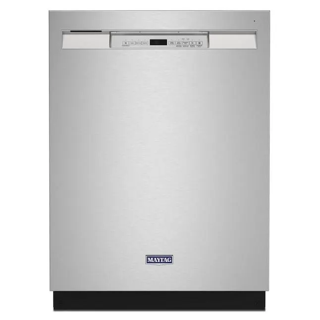 Maytag 24-in Front Control Built-In Dishwasher (Fingerprint Resistant Stainless Steel), 50-dBA Very Quiet Sound Level