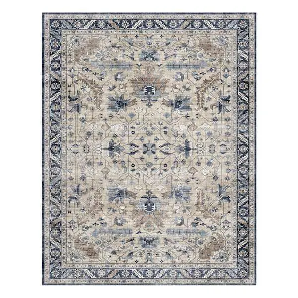 Dove Washable Ivy Blue Traditional 10X14