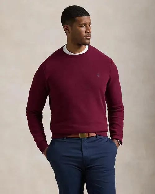 Mesh-Knit Cotton Crewneck Sweater