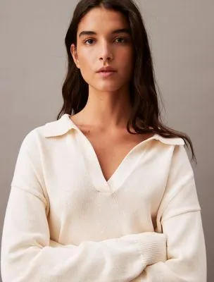 Smooth Cotton Polo Sweater