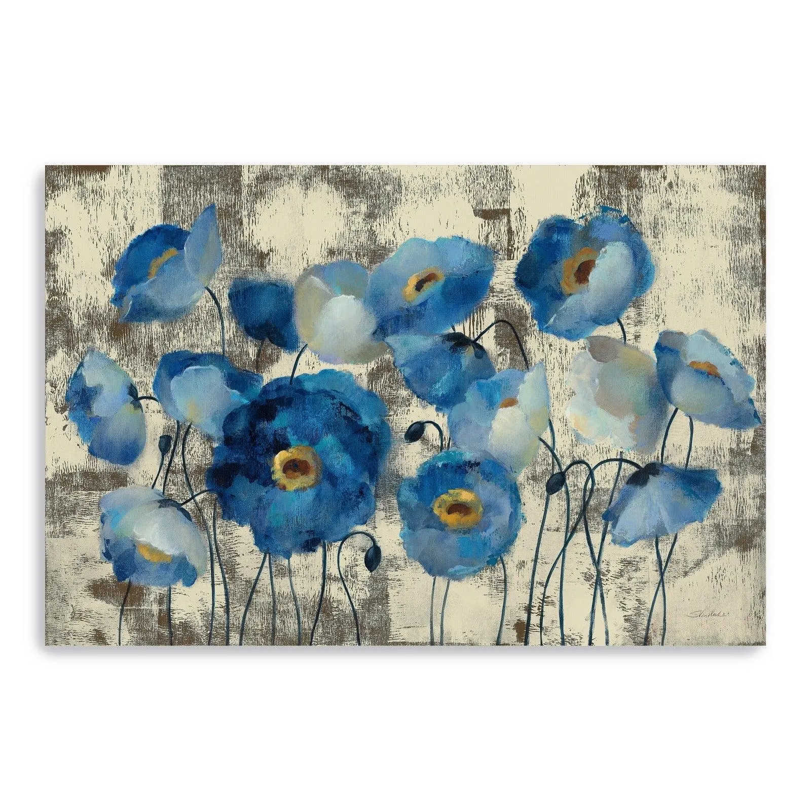 Aquamarine Floral Canvas Giclee Wall Art