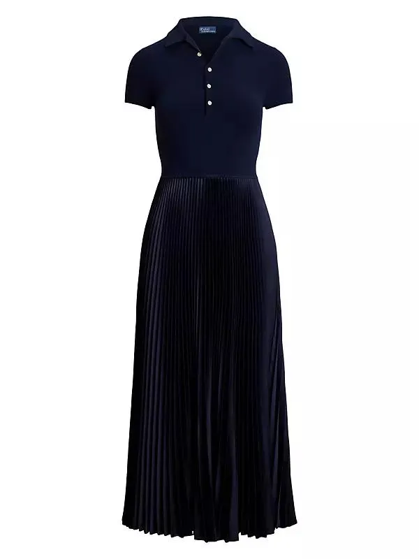 Pleated Polo Maxi Dress