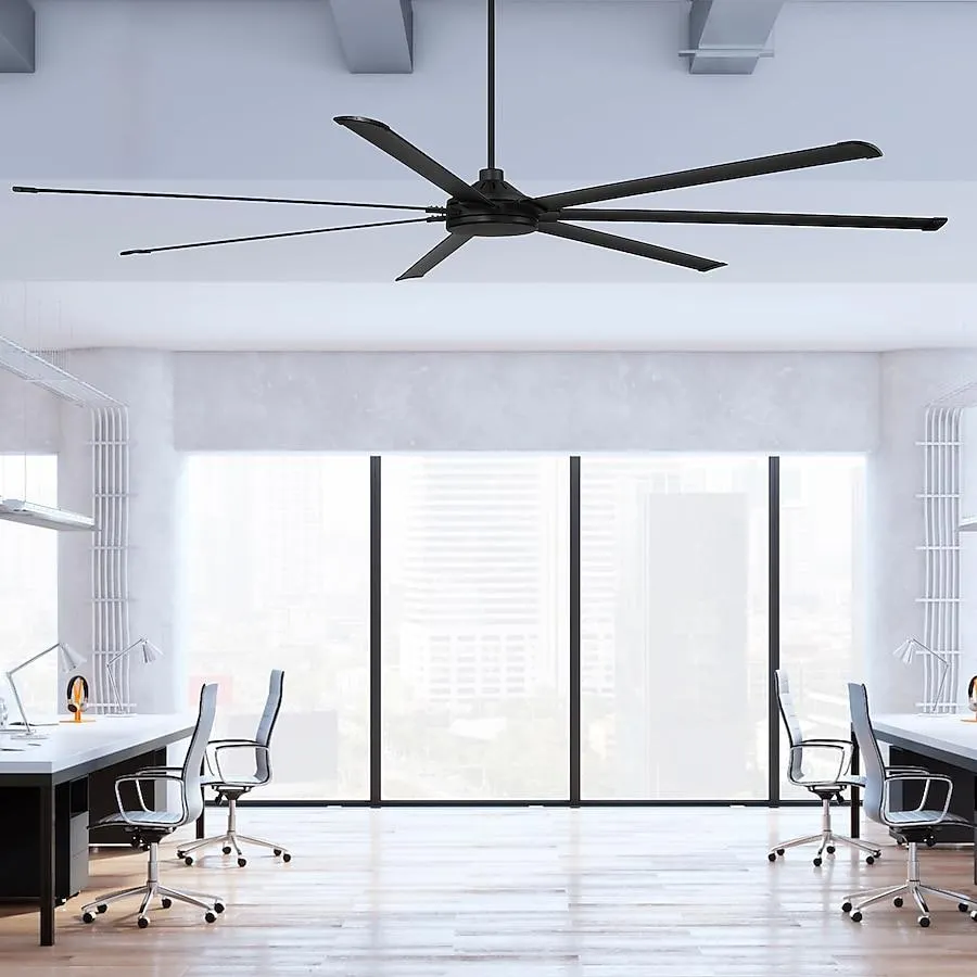 Harbor Breeze Megalodon 120-in Outdoor Matte Black with Matte Black Blades Ceiling Fan Without Light 7 -Blade )
