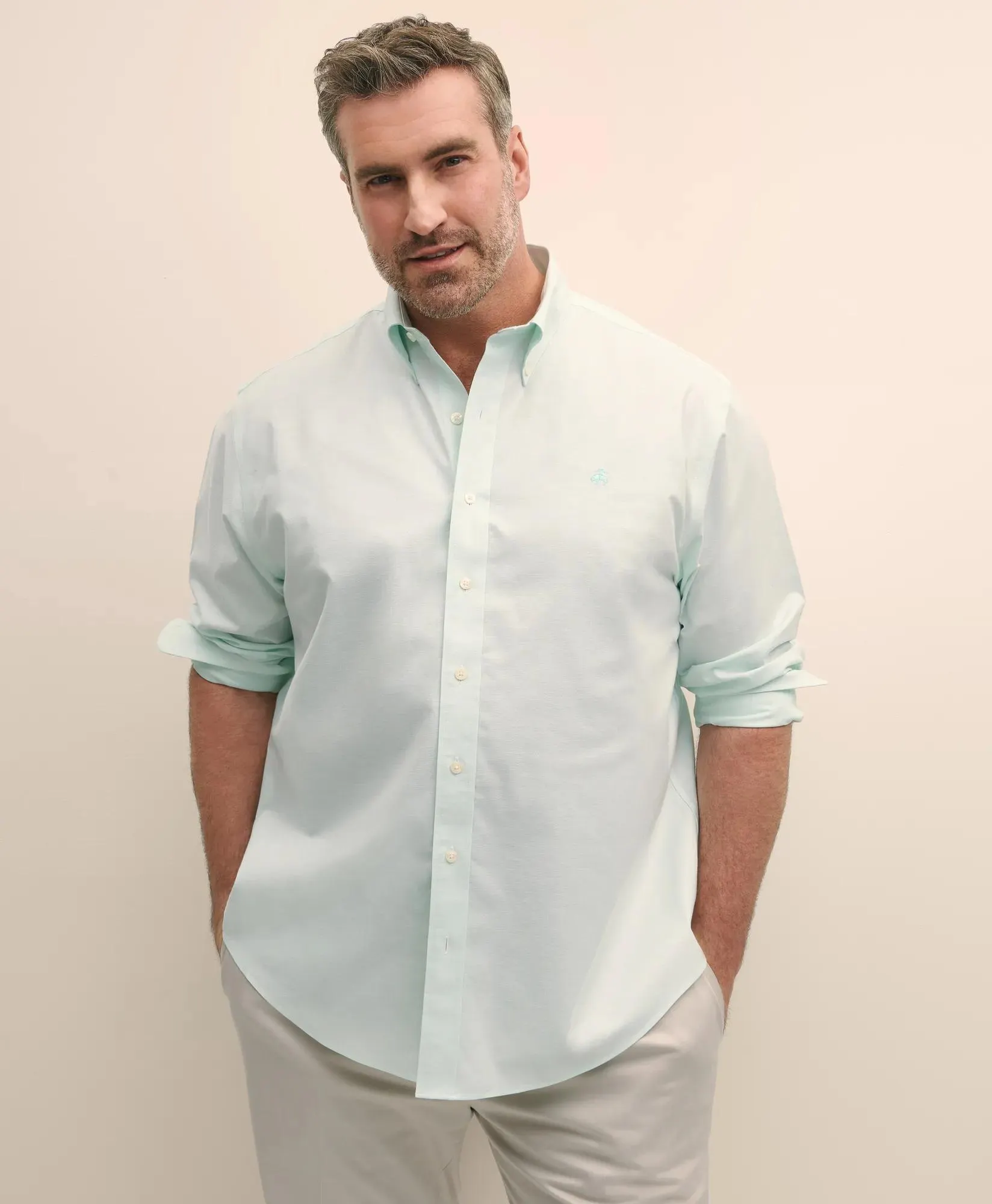 Big & Tall Stretch Cotton Non-Iron Oxford Polo Button Down Collar, Shirt