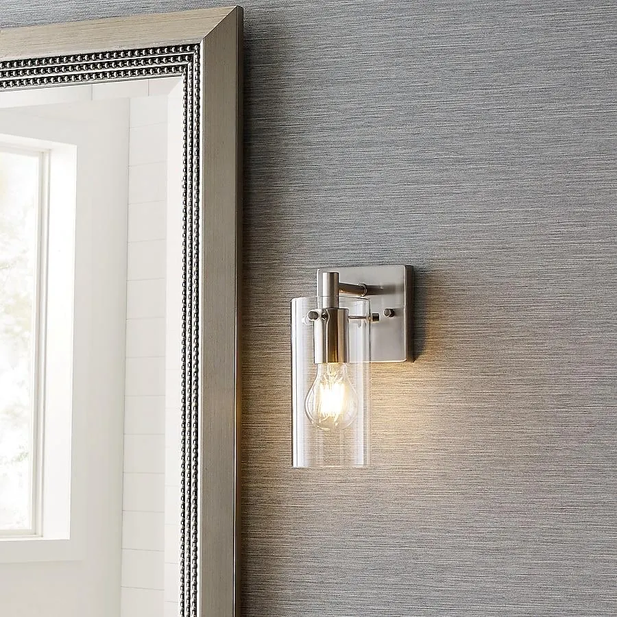 allen + roth Yuma 4.33-in 1 -Light Brushed Nickel Transitional Vanity light