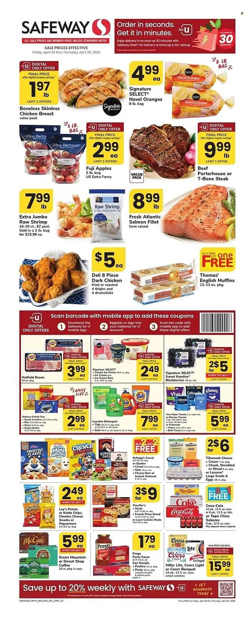 Weekly promotion Safeway weekly ad spanning from April 24 to April 30 2026 - Page 1 for Catalogue 365
