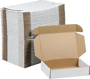 50 Pack 9x6x2 Inches Small Shipping Boxes, White Corrugated Cardboard Boxes, Moving Mailing Packing Box