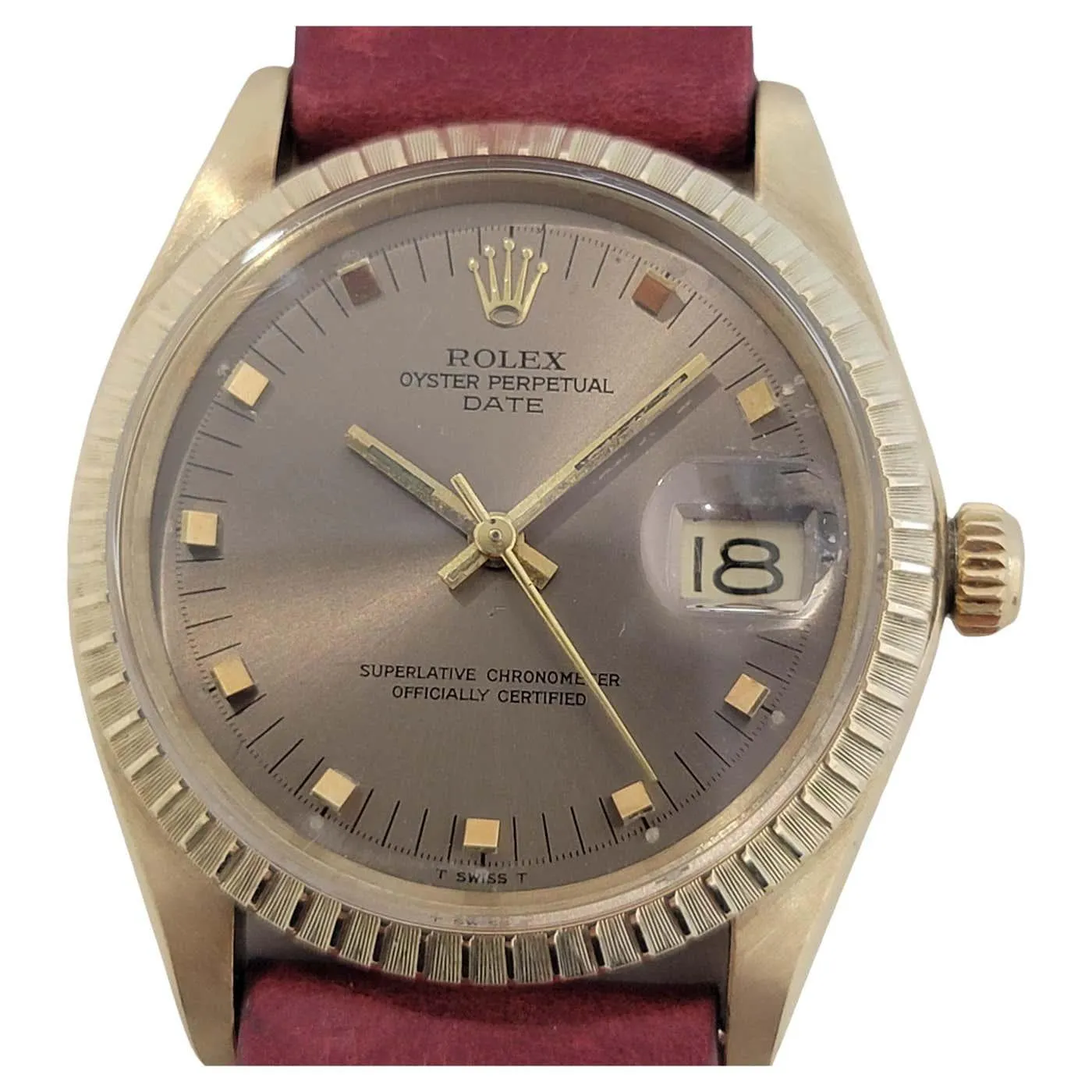 Mens Rolex Ref 1503 Oyster Perpetual Date 14k Solid Gold Automatic 1970s RJC120