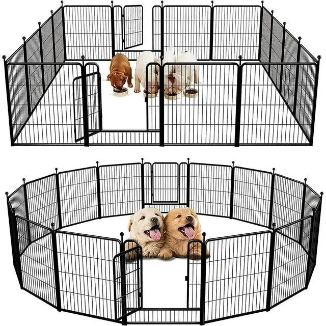 FXW Rollick Dog Playpen Outdoor,16 Panels 32" Height Metal Mesh Dog Fence Exercise Pen with Doors for Large/Medium/Small Dogs, Pet Puppy Playpen for RV, Camping, Yard