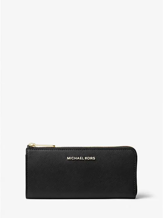 Jet Set Travel Large Saffiano Leather Quarter-Zip Wallet