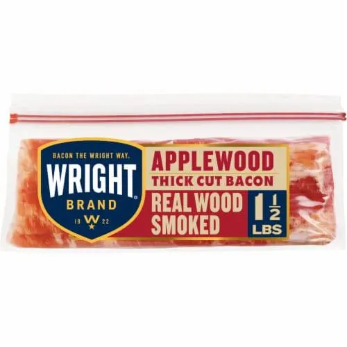 Wright Brand Applewood Real Wood Smoked Thick Cut Bacon Stack pack