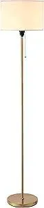 O’Bright Ted - Drum Shade Standing Lamp, Pull Chain Switch, E26 Socket, Modern Minimalist Design, Simple Floor Lamp for Living Room, Bedroom, Office, Antique Brass