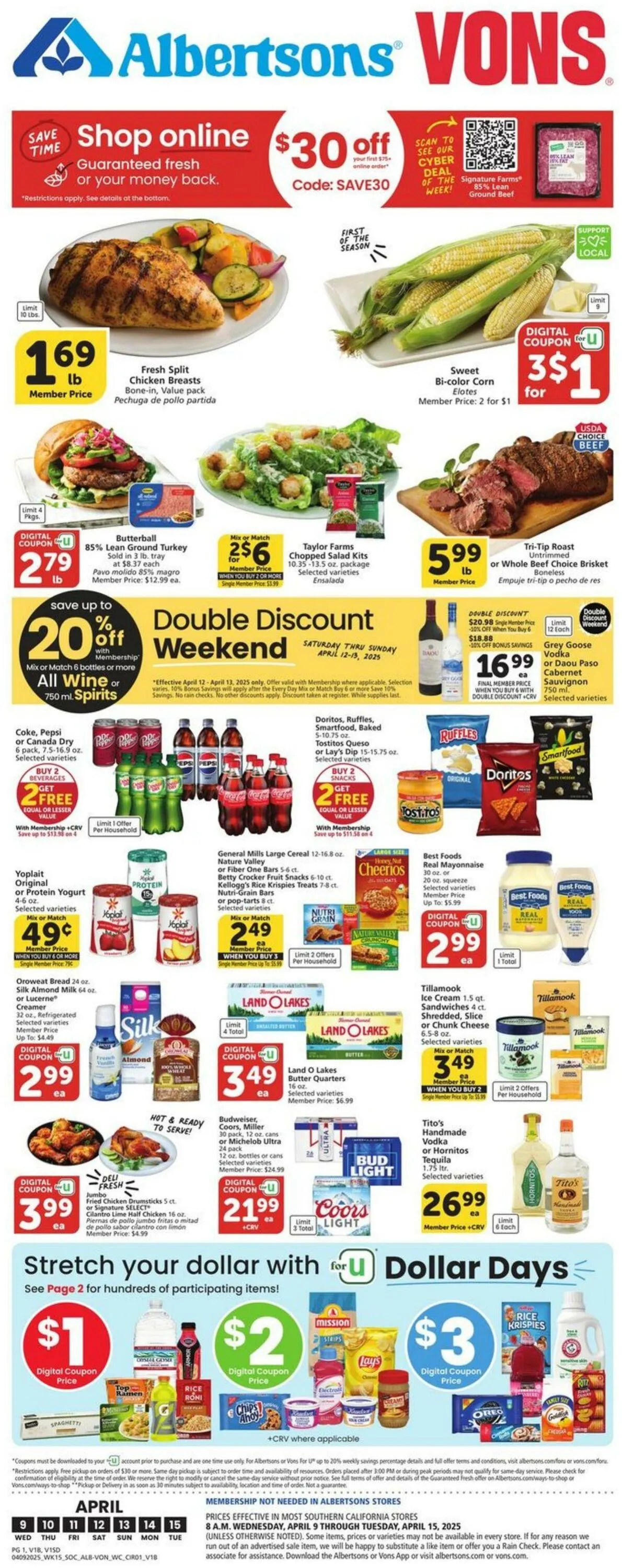 Catálogo de Vons Current weekly ad 9 de abril al 15 de abril 2025 - Página 1