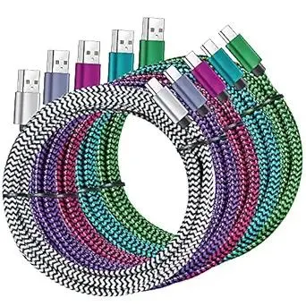 USB Type c Cable, 5 Pack (6FT) Nylon Braided USB C Cables 3A Fast Charging Charger for Samsung Galaxy S9/S8 Note8/9 20 10 S21 S20 S10 Plus C Cord
