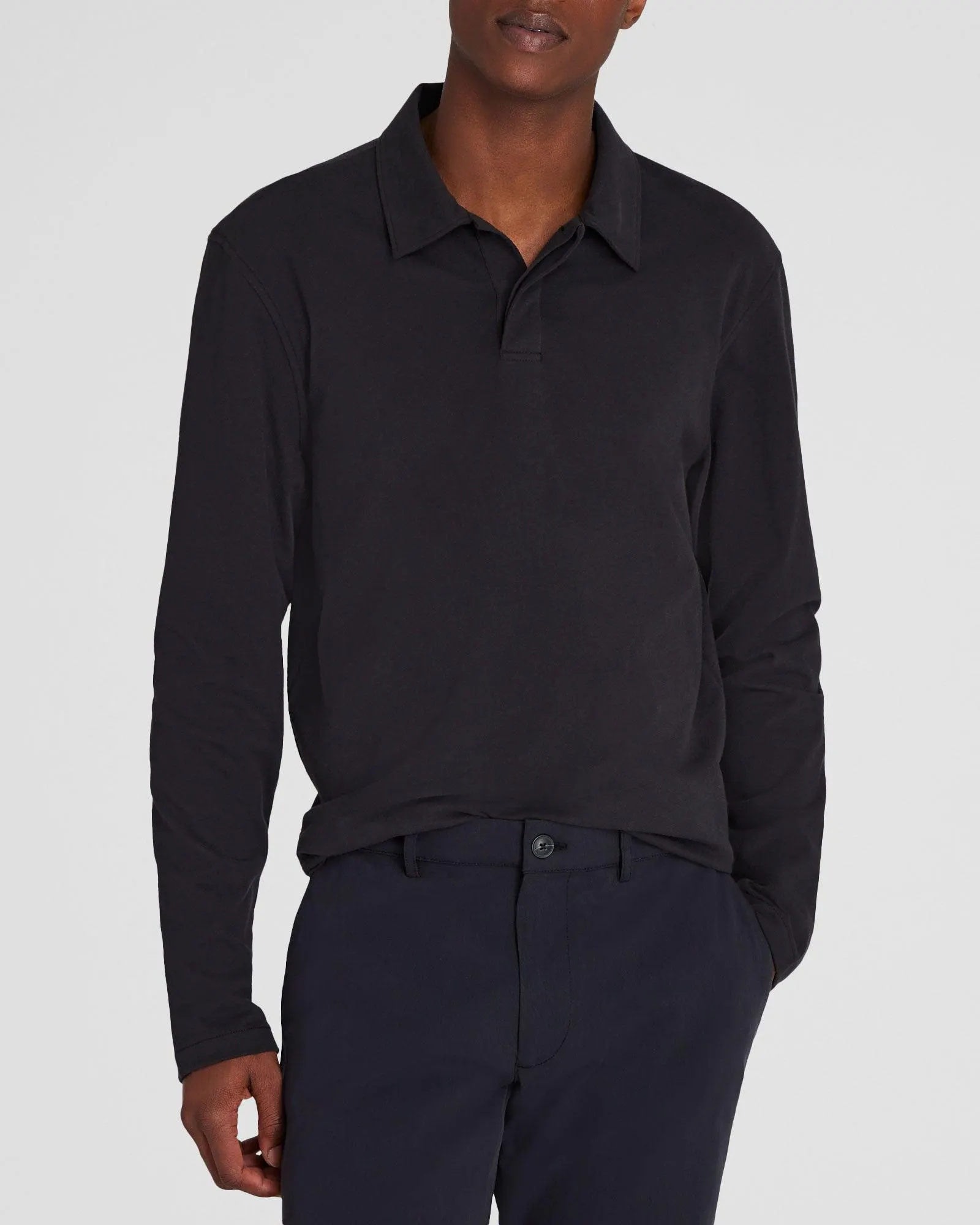 Long-Sleeve Brushed Cotton Polo