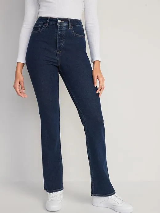 Extra High-Waisted Button-Fly Kicker Boot-Cut Jeans for Women