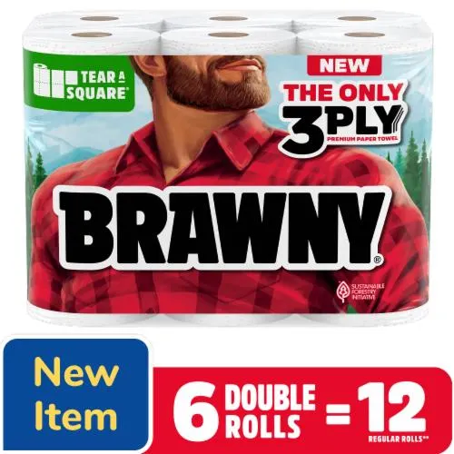 Brawny® Tear-A-Square® 3-Ply Paper Towel Double Rolls