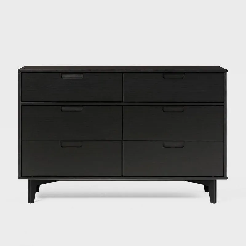 Mid-Century Modern Groove Wood 6 Drawer Dresser - Saracina Home