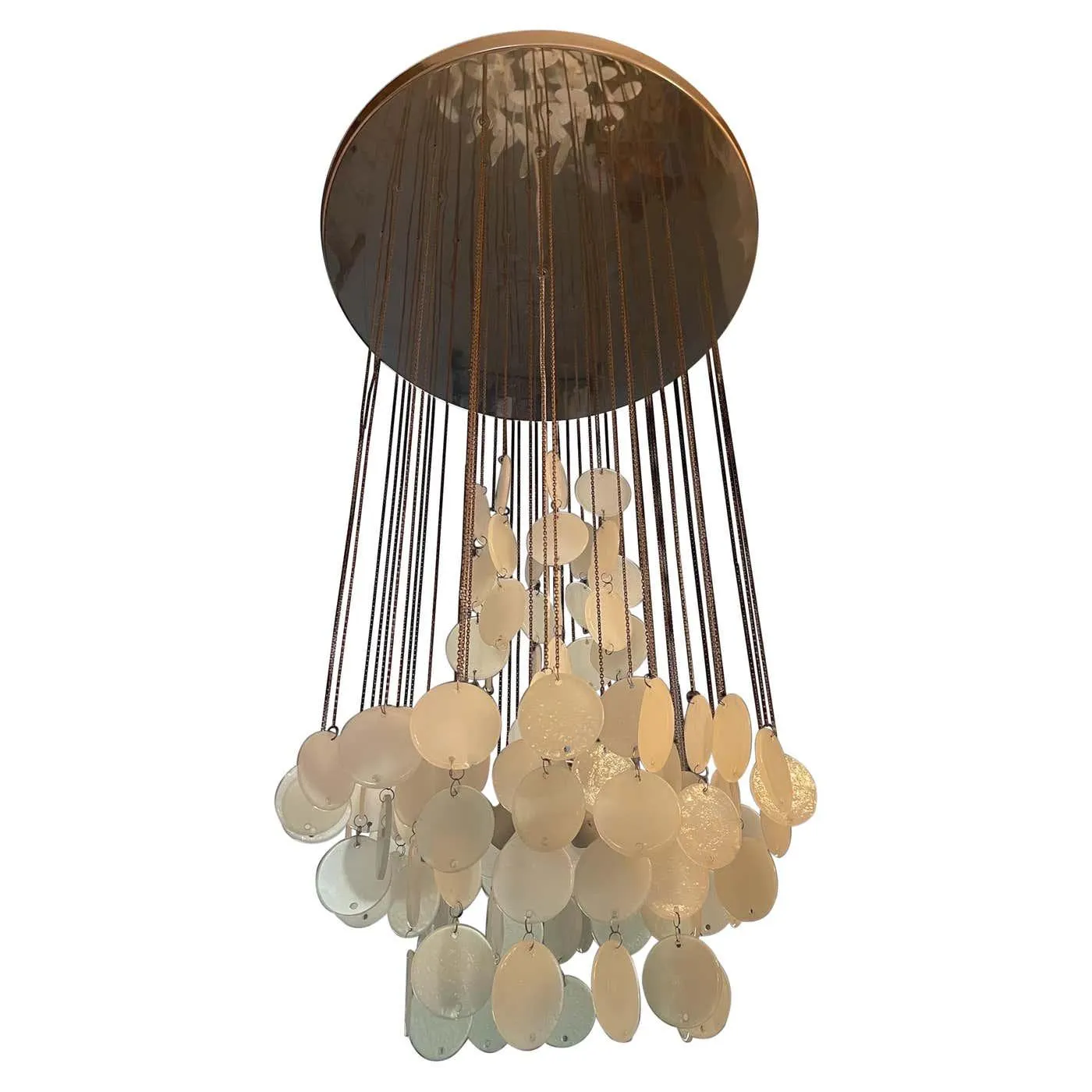 GINO VISTOSI Cascade pendant opaline Murano glass , Italy 1960s