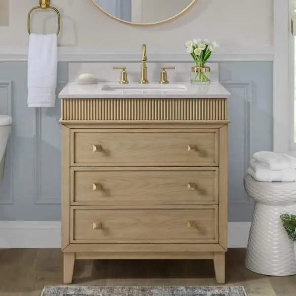 Danby 30 in. Single Sink Platinum Oak Bath Vanity with White Engineered Marble Top (Assembled)