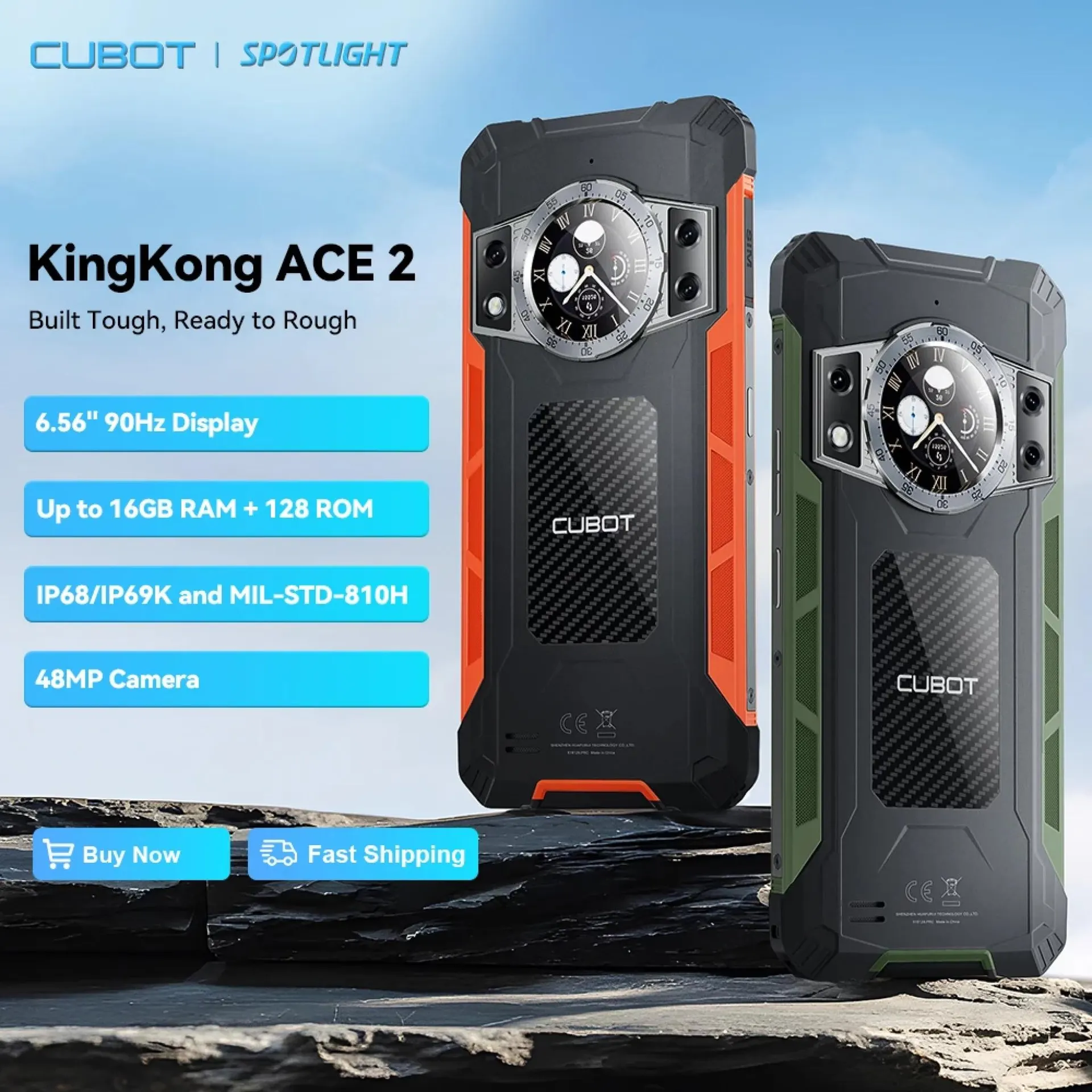 [Novedad] Cubot KingKong ACE 2, smartphone ultrafino y resistente con Android 14, 16 GB de RAM (6 GB + 10 GB), 128 GB de ROM y pantalla de 6.56 pulgadas y 90 Hz.