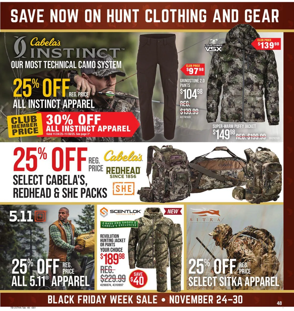 Weekly promotion Cabela's Current weekly ad spanning from November 24 to November 30 2025 - Page 47 for Catalogue 365