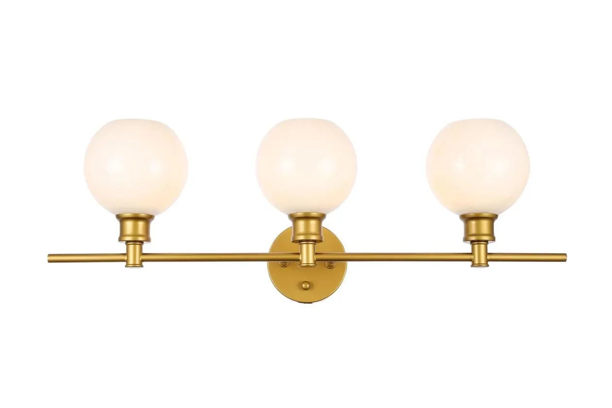 Collier 3 Light Brass And Frosted White Glass Wall Sconce