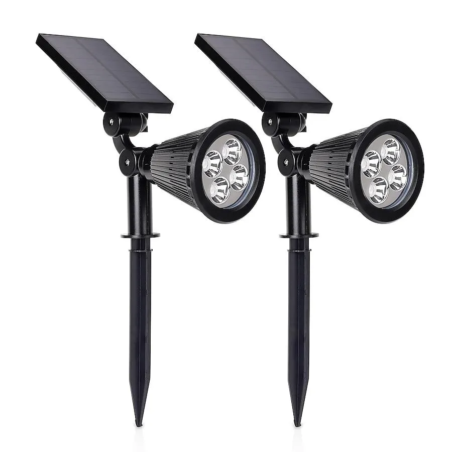 TECHKO Outdoor Solar Spotlights for Landscape 410 -Lumens 2 -Watt Black Solar LED Spot light