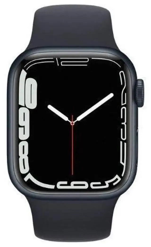 Apple Watch Series 7 - 32GB - Cellular + GPS - 45mm - Midnight - Aluminum - Midnight - Sport Band - Rubber - Excellent (Grade A)