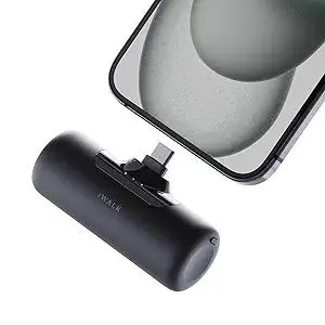 iWALK 4,500mAh Portable Charger for iPhone 15/16, Power Bank with Build-in USB C Connector, Battery Pack Phone Charger for iPhone Series, Samsung S22/23/S24 Series and Android, Black