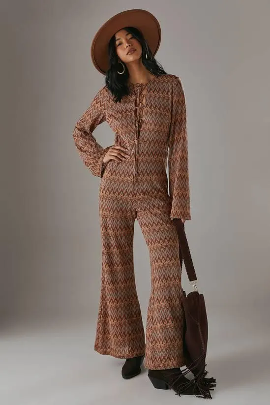 Crochet Lattice Front Retro Jumpsuit
