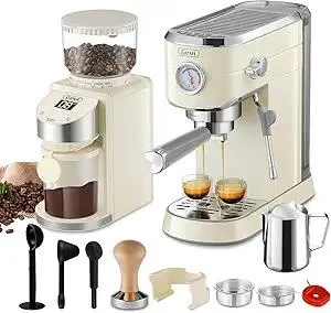 Gevi Espresso Machine 20 Bar with Grinder, Professional Espresso Maker with 35 Precise Grind Settings Burr Coffee Grinders Combos, Super-Automatic Espresso Machines, Gift for Coffee Lover