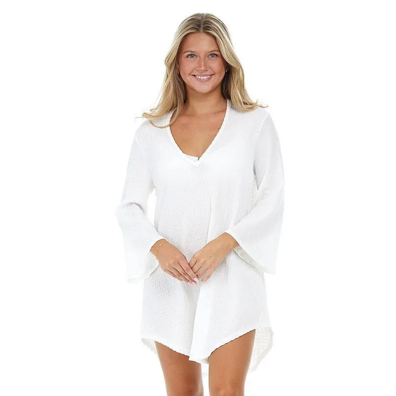 Women's Jordan Taylor V-Neck Bell Sleeve Swim Cover-Up Tunic