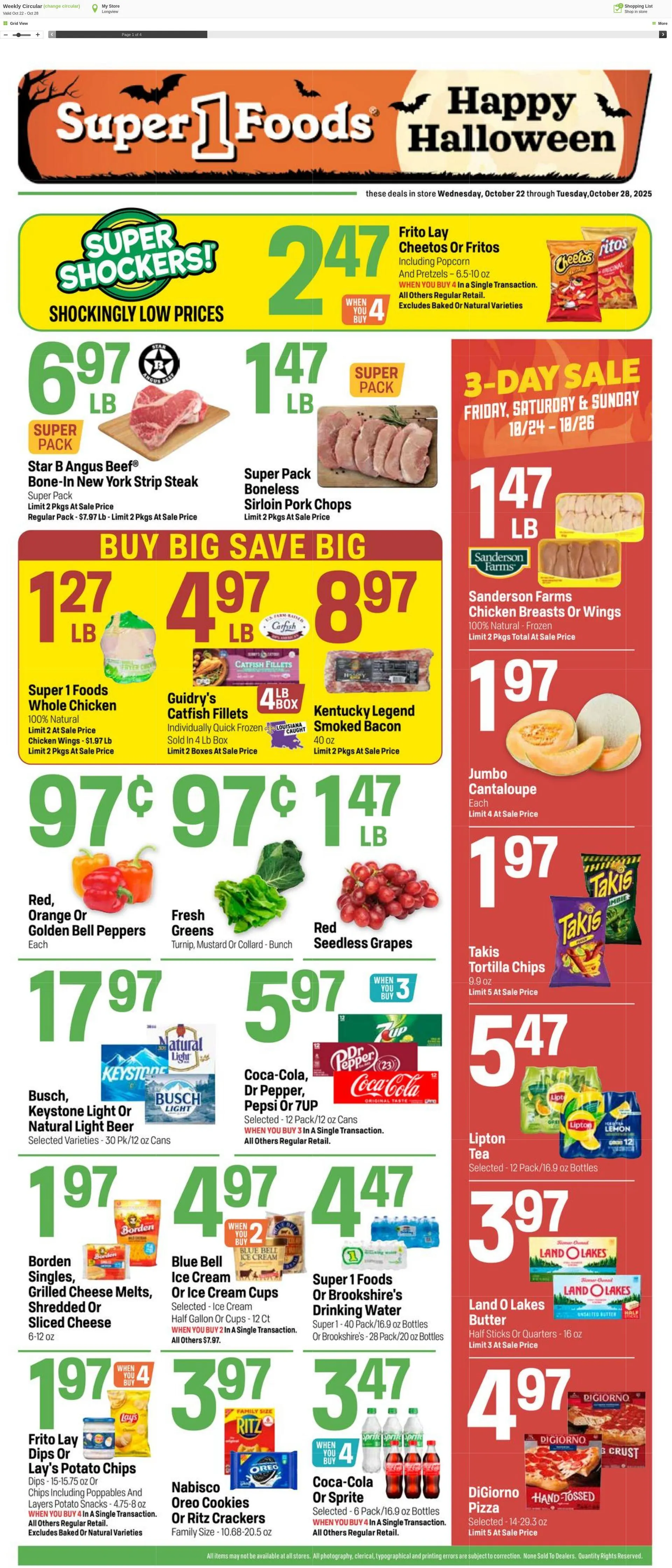 Weekly ad Super1Foods from October 22 to October 28 2025 - Page 1