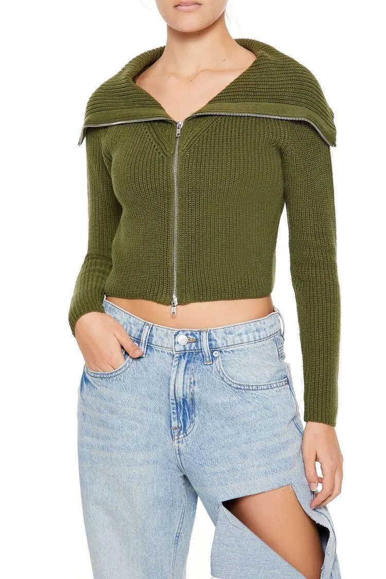 Zip-Up Cardigan Sweater