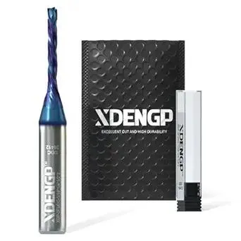 3 Flute Up&Down Cut Compression Spiral Router Bit for CNC, 1/16" Cutting Diameter, 1/2" Cutting Length 1/4" Shank with NACO Coated Carbide End Mill for Wood Carving Engraving Grinding Grooving