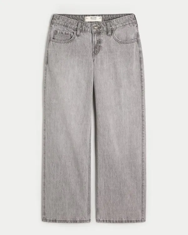 Low-Rise Grey Baggy Jeans
