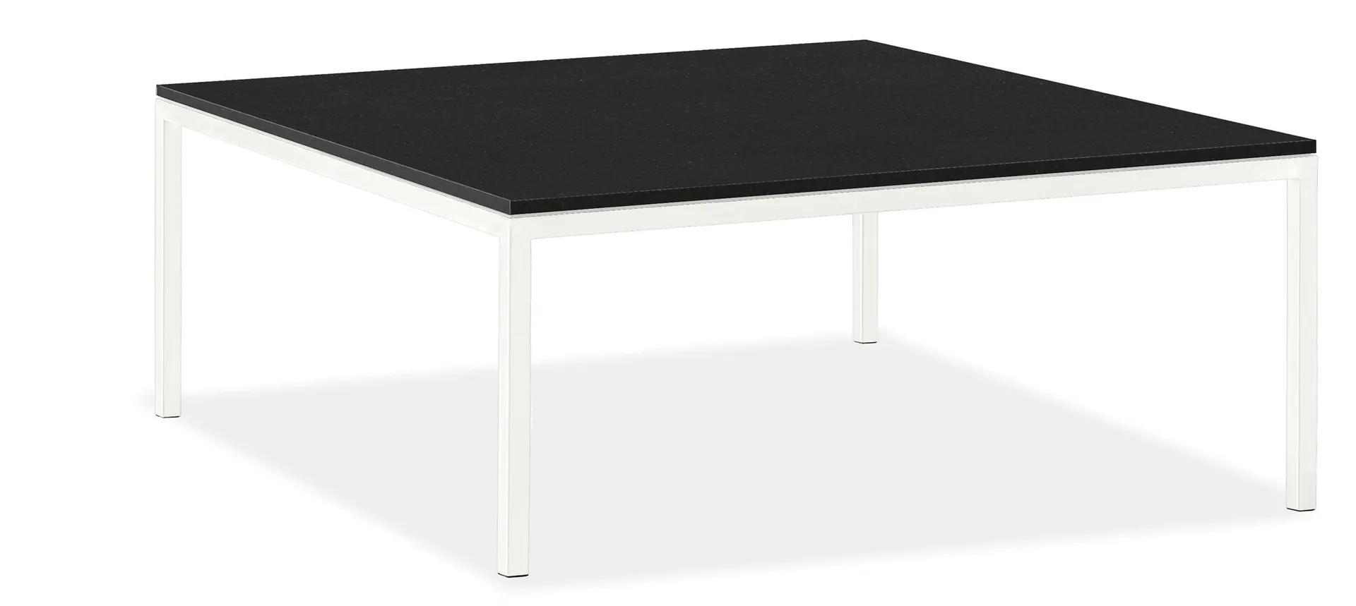 Parsons 40w 40d 16h Coffee Table with Quartz Black Top & White Base