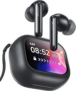 Wireless Bluetooth Earbuds: 5.4 TWS, 13mm Drivers Hi-Fi Deep Bass, 30H Playtime, Touchscreen Control, Mic for Calls, IPX5 Water-Resistant, White Elephant Stocking Stuffers for Men/Women, Black