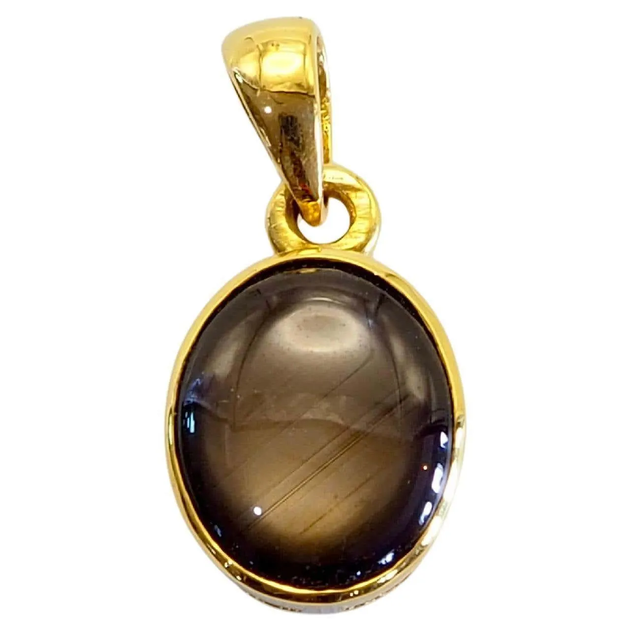 14K Gold 3.23ct Cabochon Black Star Sapphire Classic Bezel Pendant Enhancer